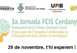 Invitació III Jornada de Finançament de la Ciència i la Innovació Social, Cerdanyola del Vallès 29 de novembre