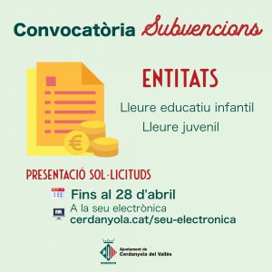 Convocatòria de subvencions per a les entitats de l’àmbit de lleure infantil i juvenil