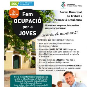 Inici de la 2ª edició del programa Fem Ocupació per a joves. Busquem empreses col·laboradores !