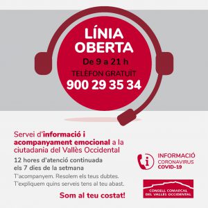 El Vallès Occidental posa en marxa una línia telefònica gratuïta d’informació i acompanyament emocional a la ciutadania de la comarca