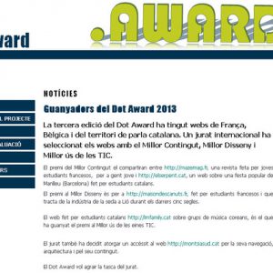 Tres webs catalanes premiades amb els Dot Award 2013