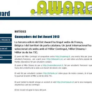 Tres webs catalanes premiades amb els Dot Award 2013