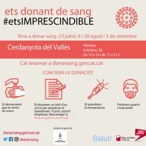 Segueixen les campanyes de donació de sang quinzenals aquest estiu a Cerdanyola